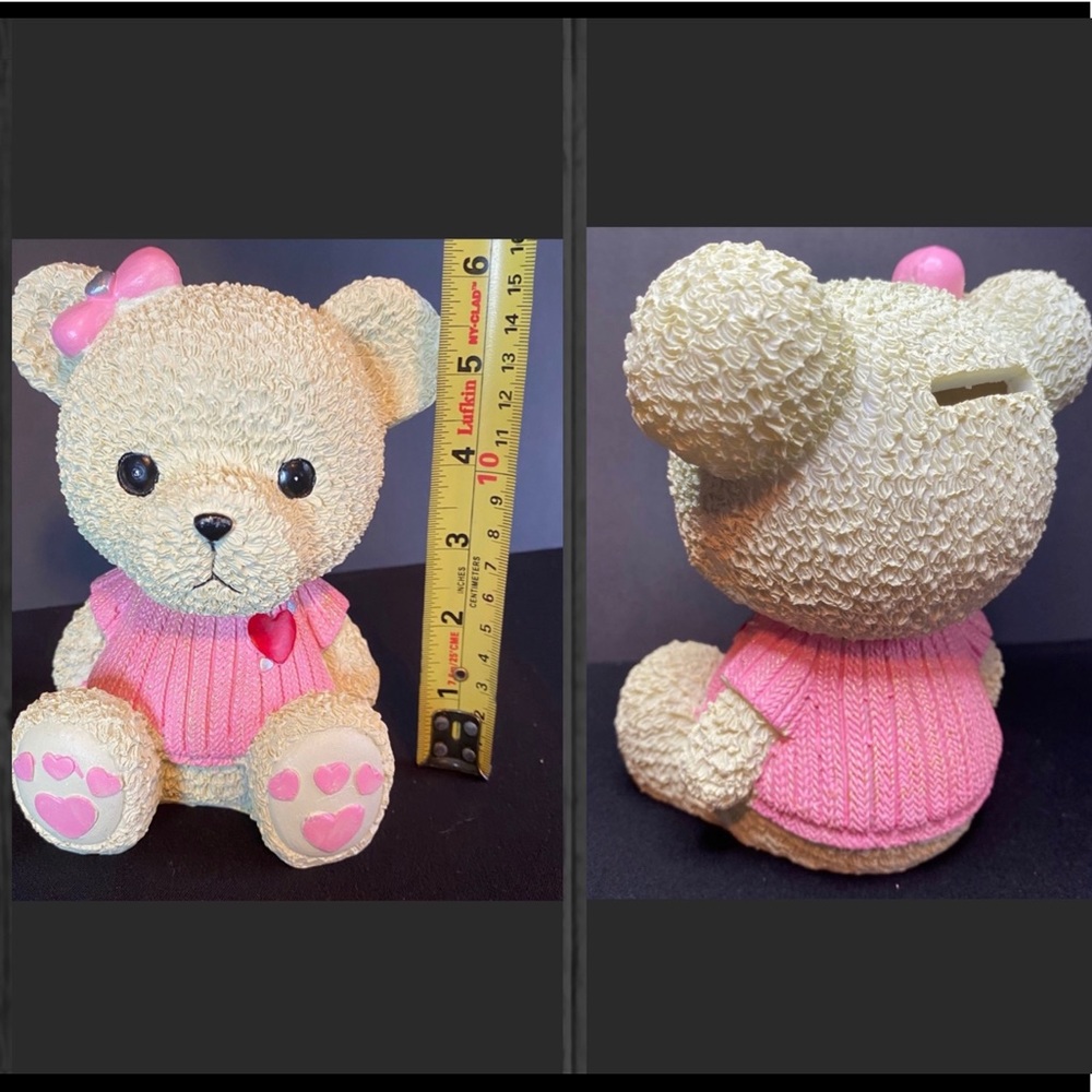 ❤️Adorable Bear 🐻 little girl’s piggy bank, size in photos,ceramic NWOT